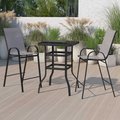 Flash Furniture 3 Piece Glass Bar Patio Table Set with 2 Barstools TLH-073H092H-GR-GG